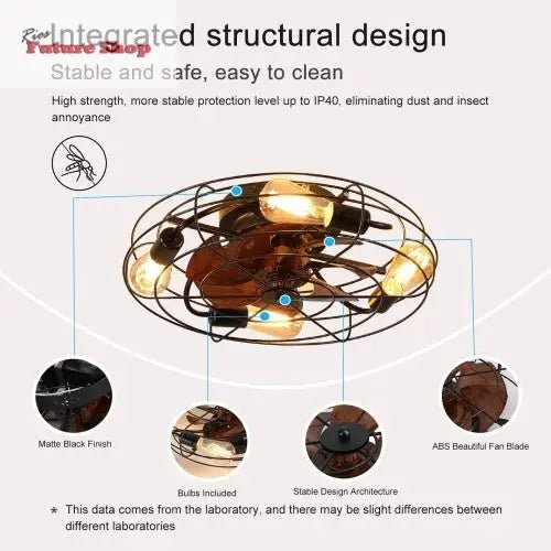 Lantern Style 20 Inch Farmhouse Low Profile Ceiling Fan Light - Rios Future Shop