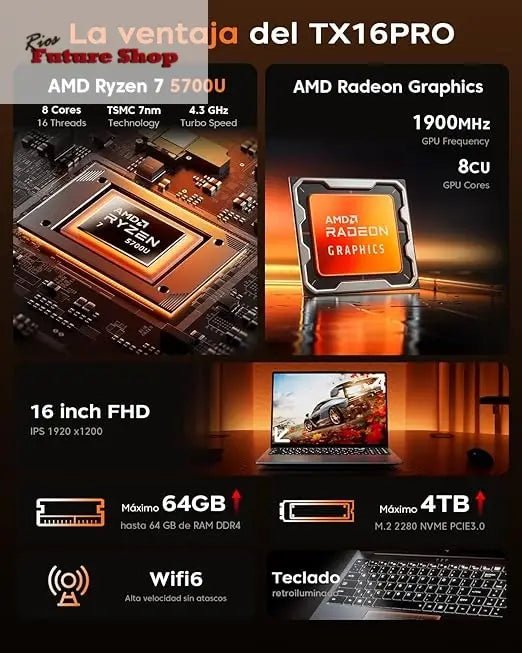 Laptop 16" New lntel Alder Lake N150 (until 3.6Ghz) DDR4 2666MHz-3200MHz,16 GB RAM 512 GB SSD AZO