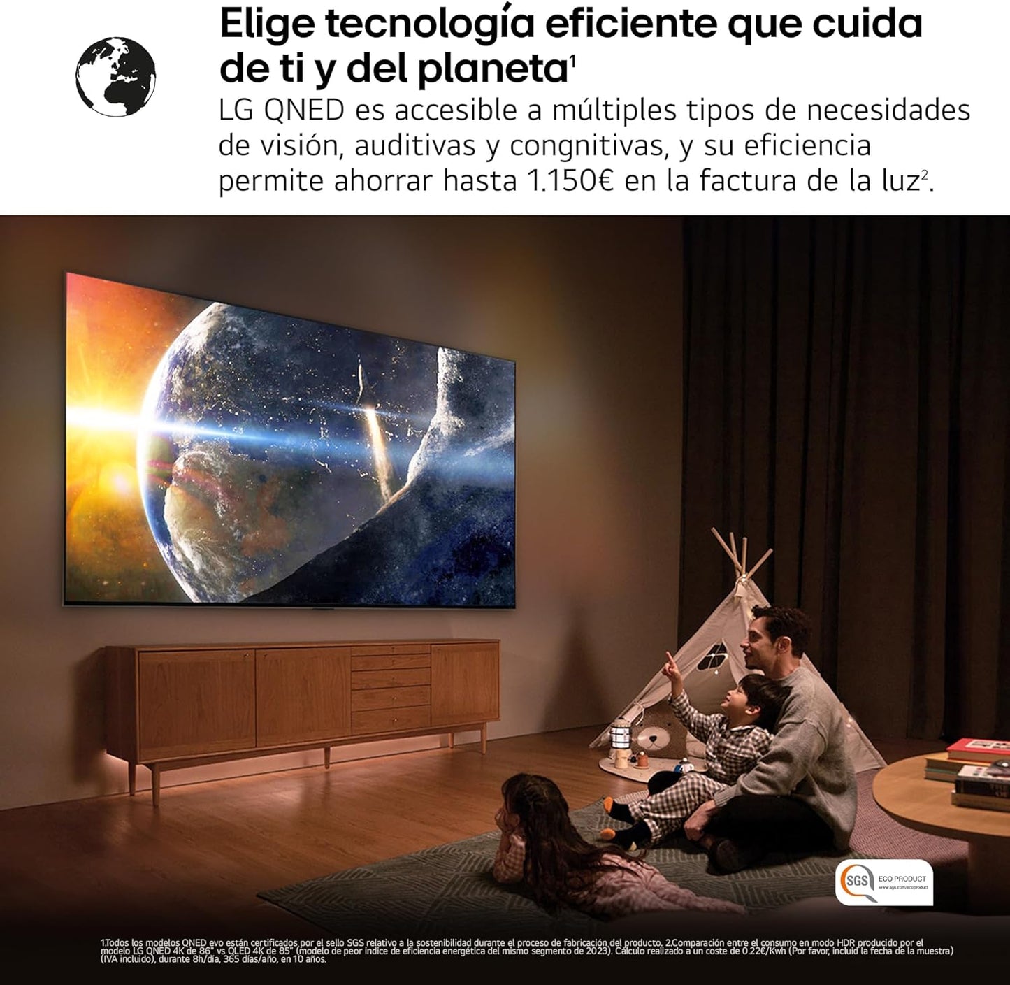 LG 55QNED84A6C Televisão de 55", 4K QNED EVO, Smart TV, WebOS 25, processador potente e inteligente, Super Upscaling, Dolby Dilgital Plus, Alexa/Google Assistant, preto