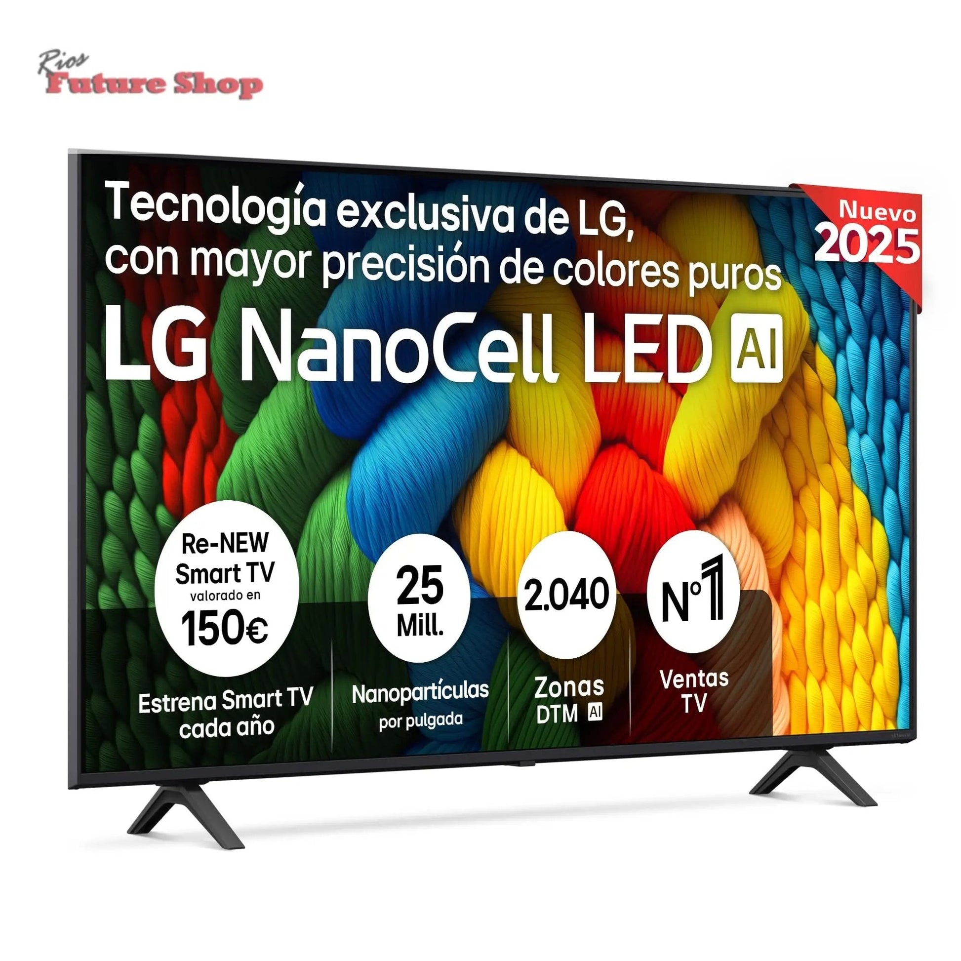 LG 75NANO80A6B Televisão de 75", 4K, NanoCell, Smart TV, LED IA, WebOS 25, processador potente e inteligente, Super Upscaling, Dolby Digital Plus, Alexa/Google Assistant, preto