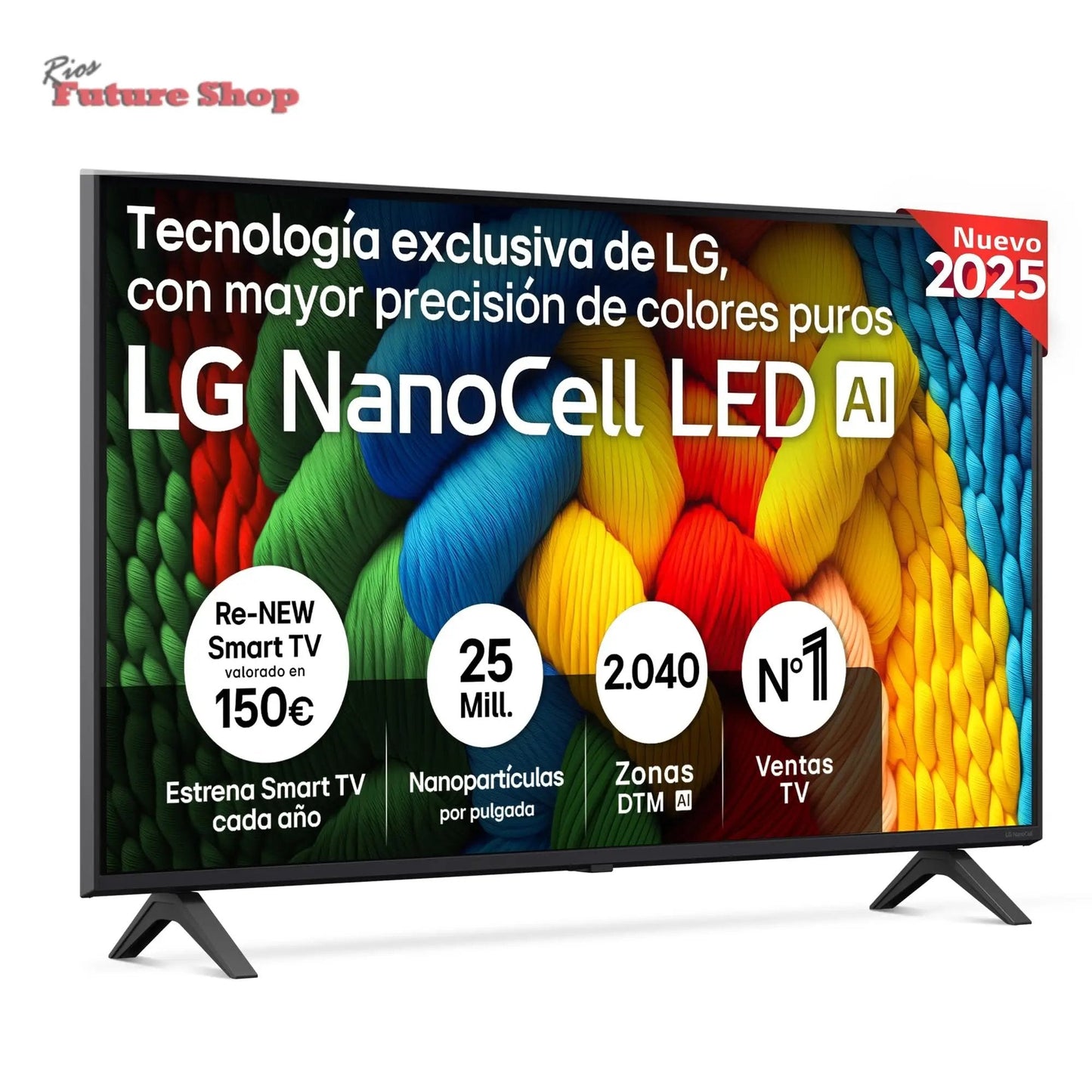 LG 75NANO80A6B Televisão de 75", 4K, NanoCell, Smart TV, LED IA, WebOS 25, processador potente e inteligente, Super Upscaling, Dolby Digital Plus, Alexa/Google Assistant, preto