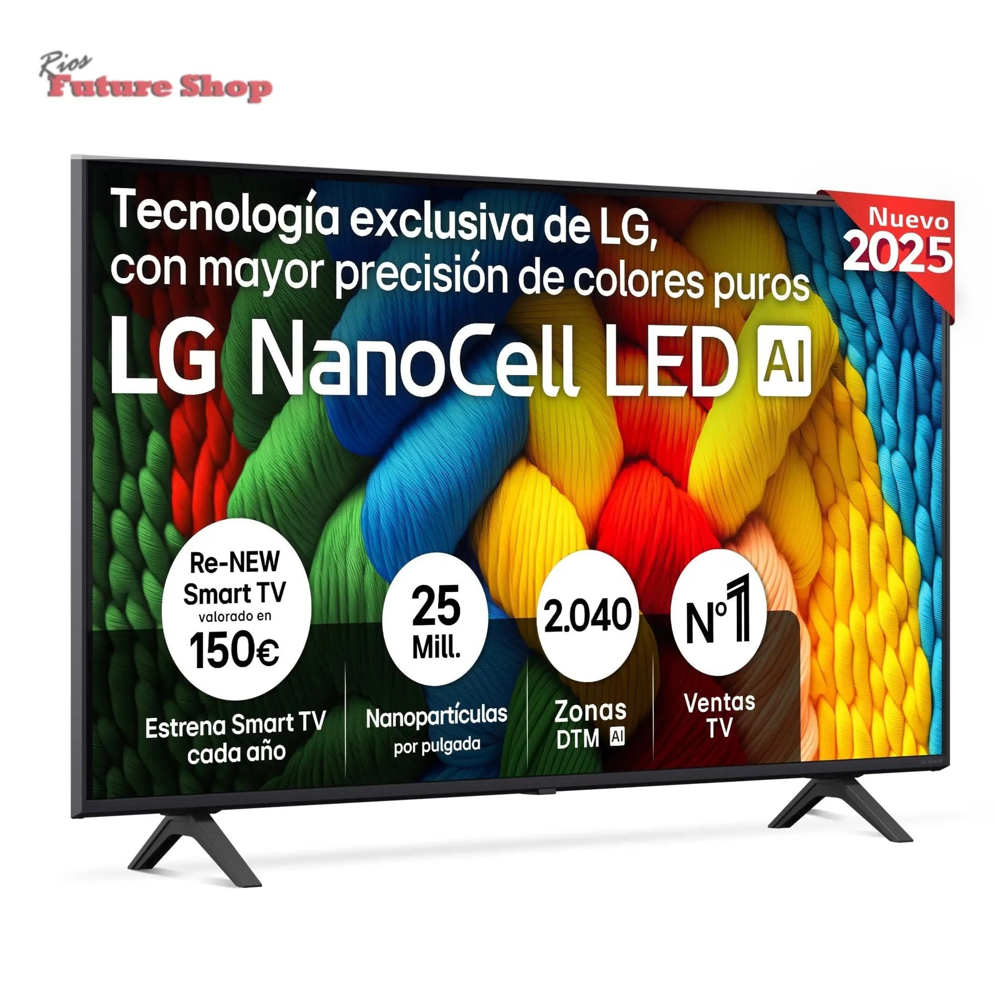 LG 75NANO80A6B Televisão de 75", 4K, NanoCell, Smart TV, LED IA, WebOS 25, processador potente e inteligente, Super Upscaling, Dolby Digital Plus, Alexa/Google Assistant, preto