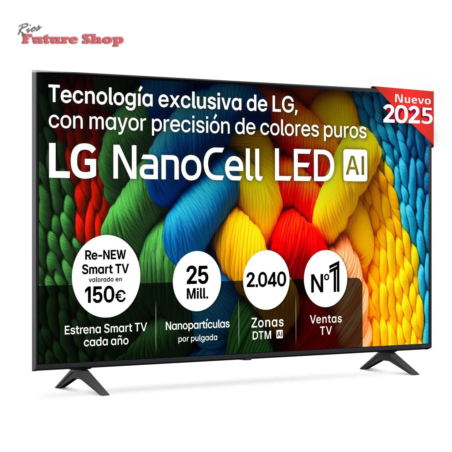 LG 75NANO80A6B Televisão de 75", 4K, NanoCell, Smart TV, LED IA, WebOS 25, processador potente e inteligente, Super Upscaling, Dolby Digital Plus, Alexa/Google Assistant, preto