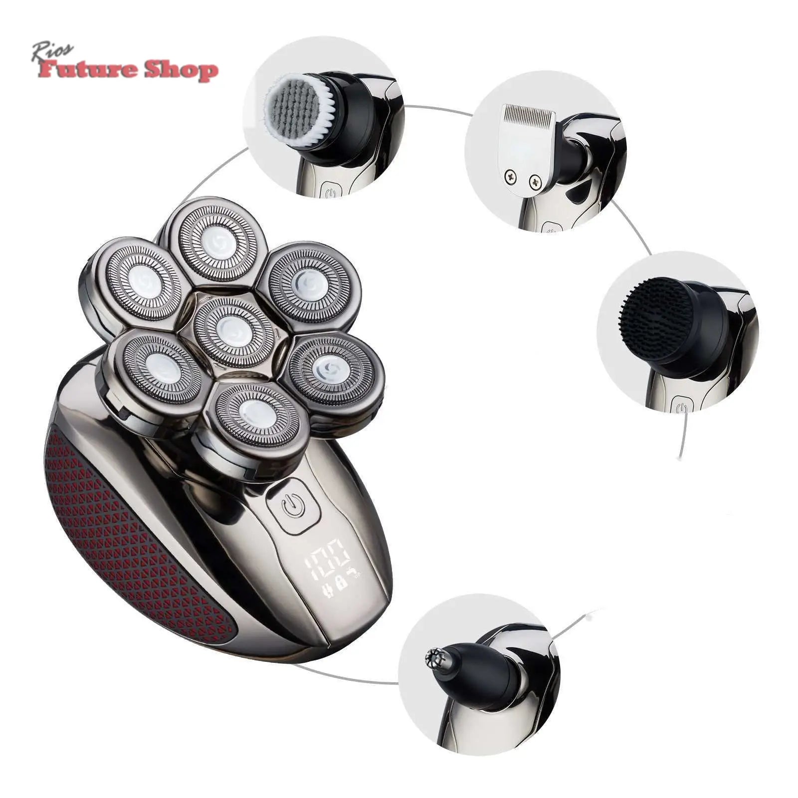 Máquina de barbear digital lavável masculina de sete lâminas - Rios Future Shop