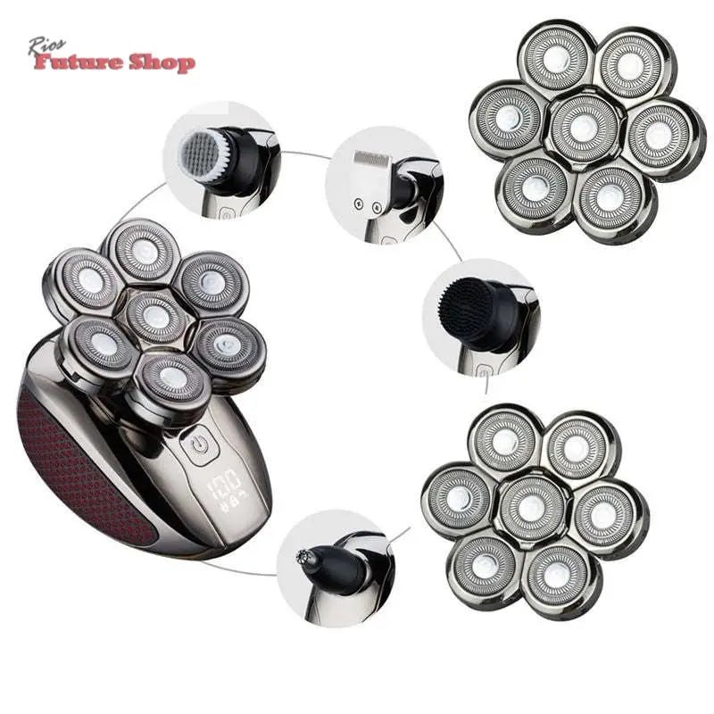 Máquina de barbear digital lavável masculina de sete lâminas - Rios Future Shop
