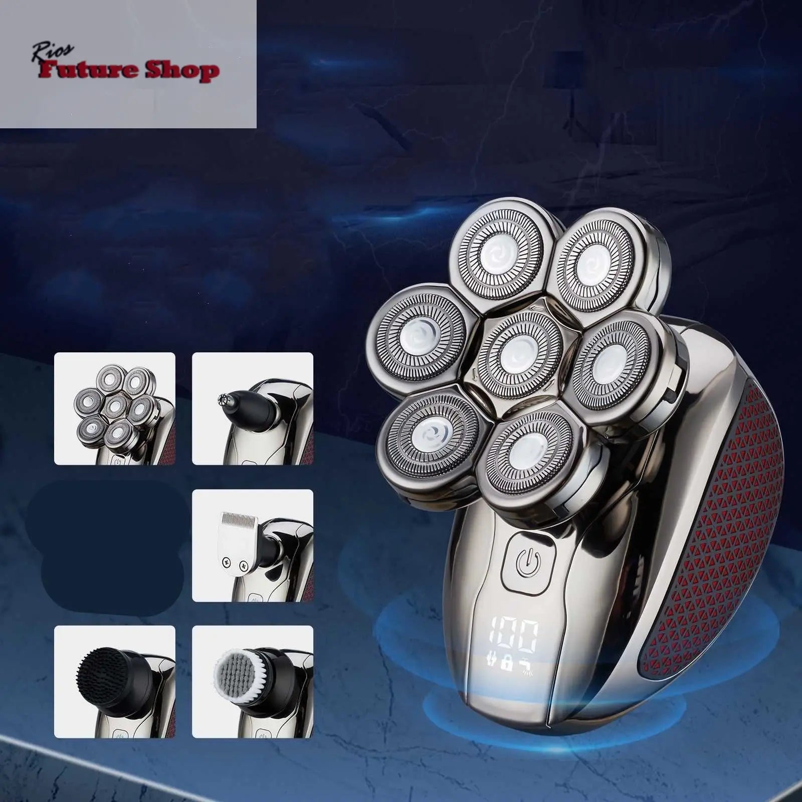 Máquina de barbear digital lavável masculina de sete lâminas - Rios Future Shop