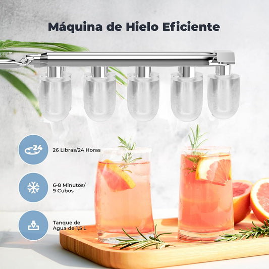 Máquinas de fazer gelo, Acmeenjoy 12 kg/24 h máquina de gelo para bancada, gelo em 6-8 minutos, máquina de gelo portátil e auto-limpeza com pega para casa / festa / cozinha / bar