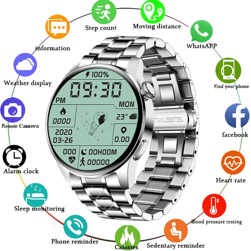 Men Smart Watch Waterproof - Rios Future ShopSmartwatch3:-3BW0256;191288010:-11B - Silver steel mesh + gift strap