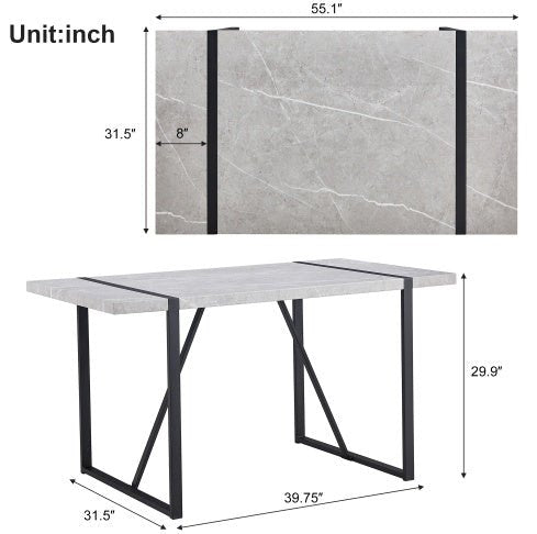 Modern Dining Table, 55 Inch Kitchen Table For 4 People, Rectangular Dinner Table For Dining Room, Home Office, Living Room Furniture, Easy Assembly, - Rios Future Shop