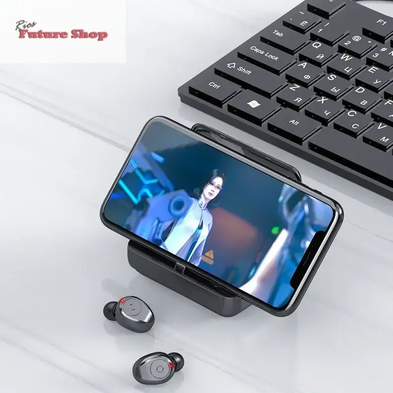 Multifunction Bluetooth Headset Binaural Movement Power Bank Phone Support - Rios Future Shop