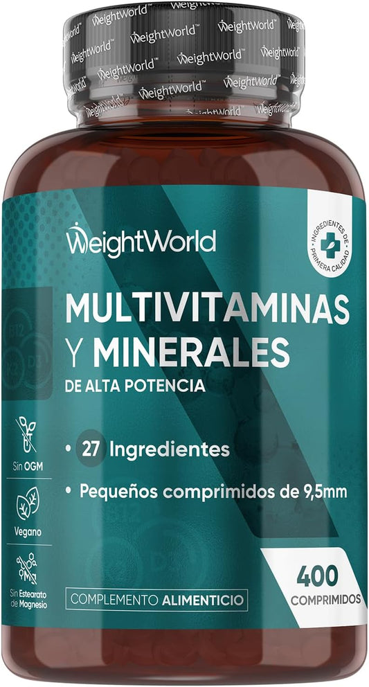 Multivitaminas y Minerales, 400 Comprimidos Veganos, 27 Vitaminas y Minerales - Rios Future Shop