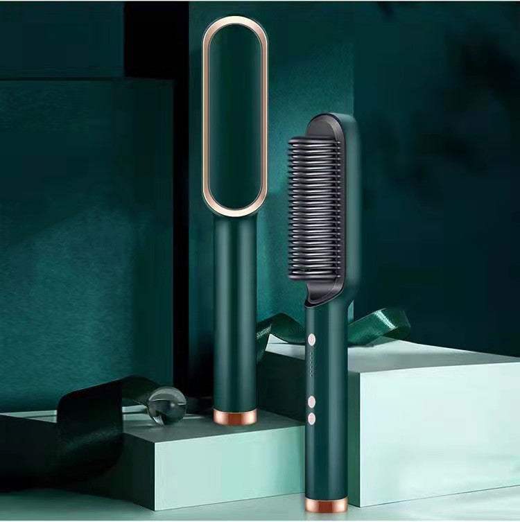 New 2 In 1 Hair Straightener Hot Comb Negative Ion Curling Tong Dual - purpose Electric Hair Brush - Rios Future Shop