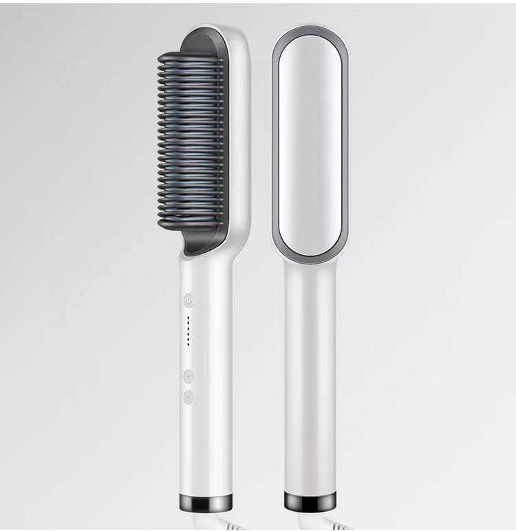 New 2 In 1 Hair Straightener Hot Comb Negative Ion Curling Tong Dual - purpose Electric Hair Brush - Rios Future Shop