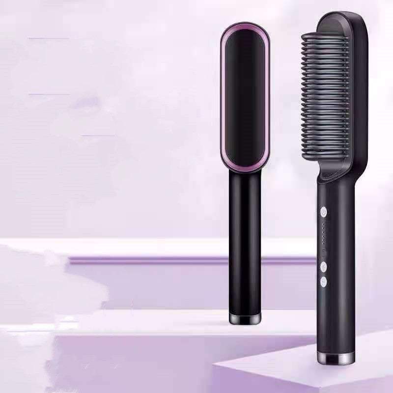 New 2 In 1 Hair Straightener Hot Comb Negative Ion Curling Tong Dual - purpose Electric Hair Brush - Rios Future Shop