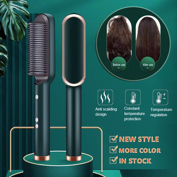 New 2 In 1 Hair Straightener Hot Comb Negative Ion Curling Tong Dual - purpose Electric Hair Brush - Rios Future Shop