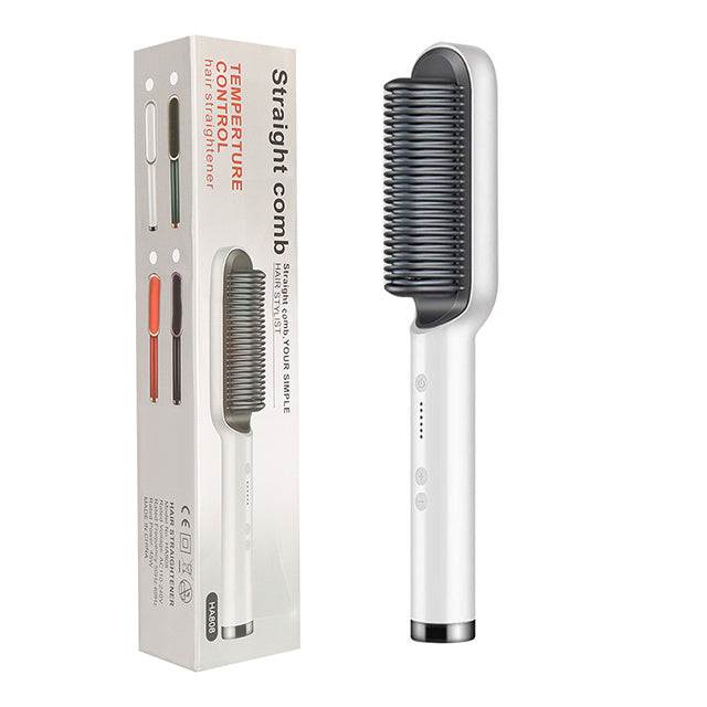 New 2 In 1 Hair Straightener Hot Comb Negative Ion Curling Tong Dual - purpose Electric Hair Brush - Rios Future Shop