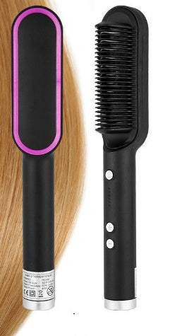 New 2 In 1 Hair Straightener Hot Comb Negative Ion Curling Tong Dual - purpose Electric Hair Brush - Rios Future Shop