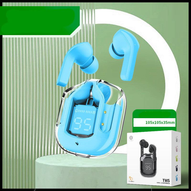 Novo Mini Transparente Sem Fio Bluetooth Headset Display Digital ENC Redução de Ruído Verdadeiro Desporto Música Sem Fio - Rios Future Shop