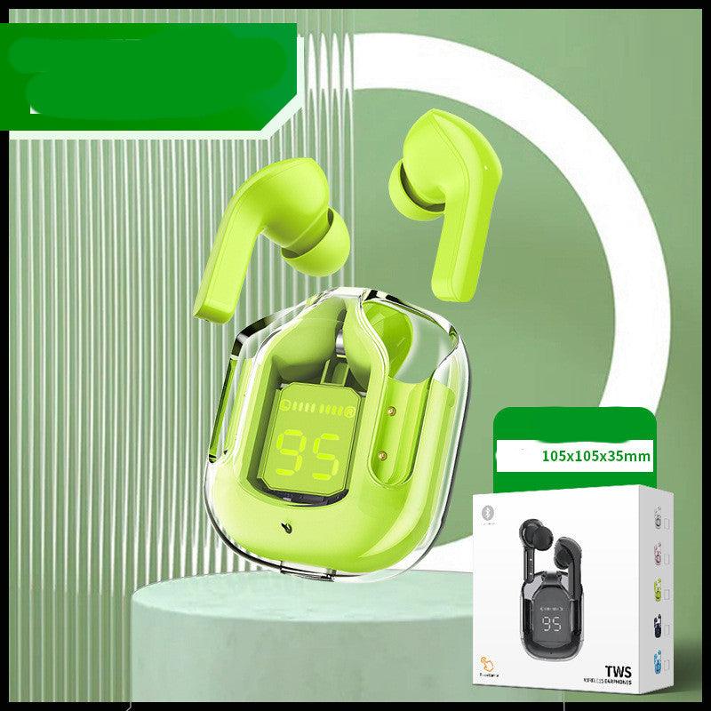 Novo Mini Transparente Sem Fio Bluetooth Headset Display Digital ENC Redução de Ruído Verdadeiro Desporto Música Sem Fio - Rios Future Shop