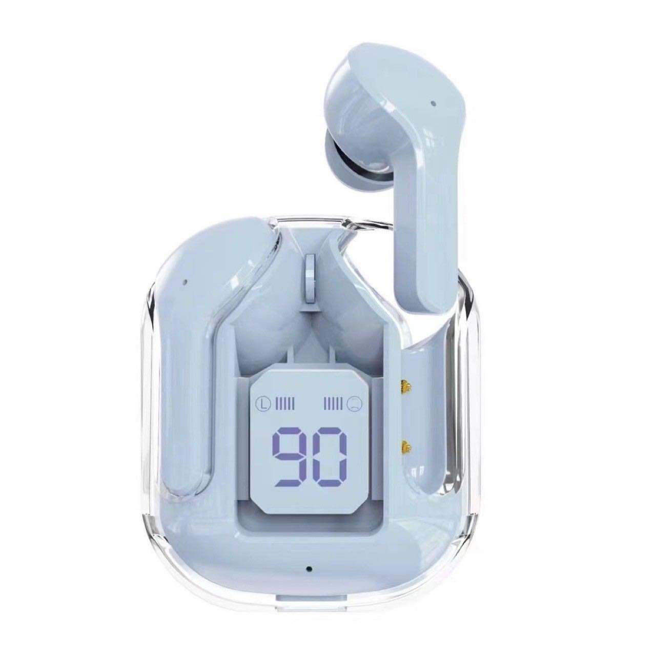 Novo Mini Transparente Sem Fio Bluetooth Headset Display Digital ENC Redução de Ruído Verdadeiro Desporto Música Sem Fio - Rios Future Shop