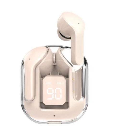 Novo Mini Transparente Sem Fio Bluetooth Headset Display Digital ENC Redução de Ruído Verdadeiro Desporto Música Sem Fio - Rios Future Shop