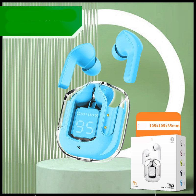 Novo Mini Transparente Sem Fio Bluetooth Headset Display Digital ENC Redução de Ruído Verdadeiro Desporto Música Sem Fio - Rios Future Shop