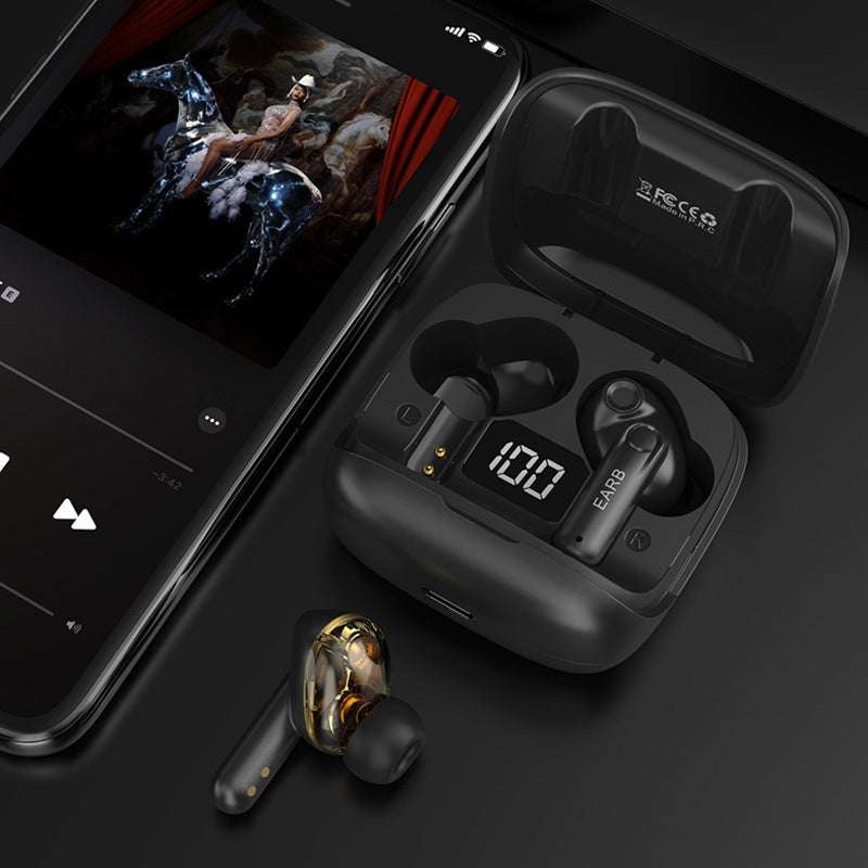 Novo Mini Transparente Sem Fio Bluetooth Headset Display Digital ENC Redução de Ruído Verdadeiro Desporto Música Sem Fio - Rios Future Shop