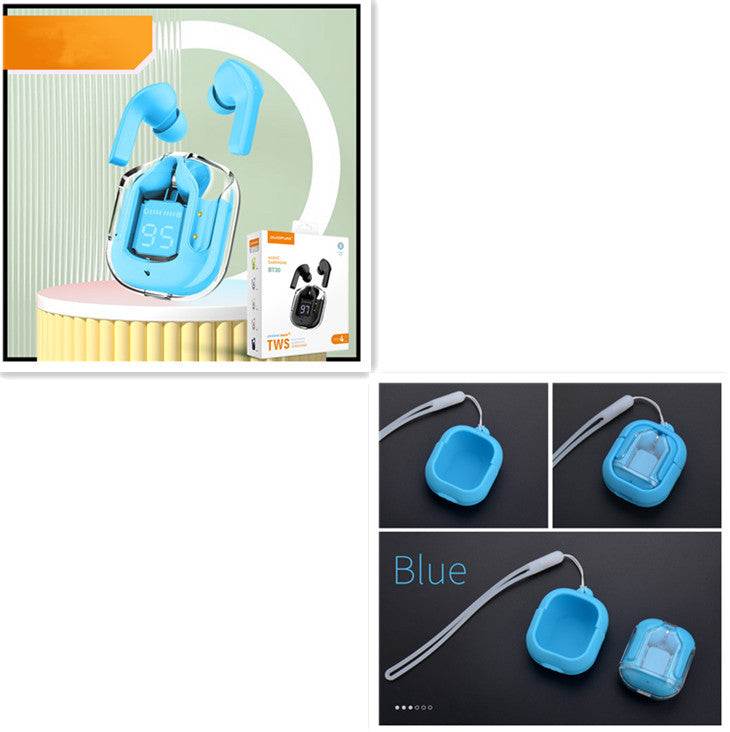 Novo Mini Transparente Sem Fio Bluetooth Headset Display Digital ENC Redução de Ruído Verdadeiro Desporto Música Sem Fio - Rios Future Shop