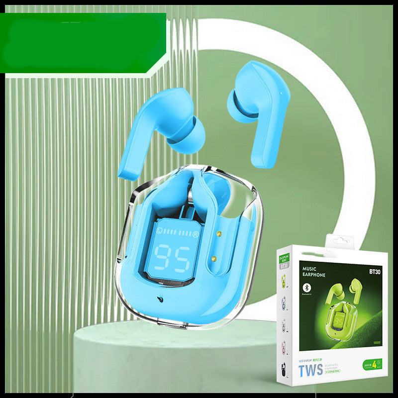 Novo Mini Transparente Sem Fio Bluetooth Headset Display Digital ENC Redução de Ruído Verdadeiro Desporto Música Sem Fio - Rios Future Shop