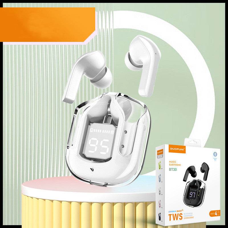 Novo Mini Transparente Sem Fio Bluetooth Headset Display Digital ENC Redução de Ruído Verdadeiro Desporto Música Sem Fio - Rios Future Shop
