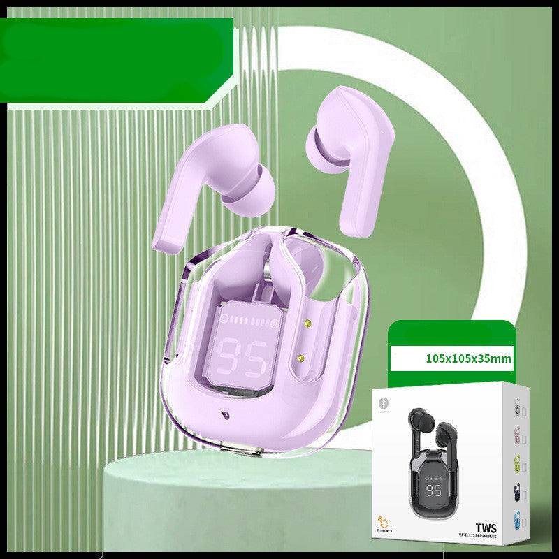 Novo Mini Transparente Sem Fio Bluetooth Headset Display Digital ENC Redução de Ruído Verdadeiro Desporto Música Sem Fio - Rios Future Shop