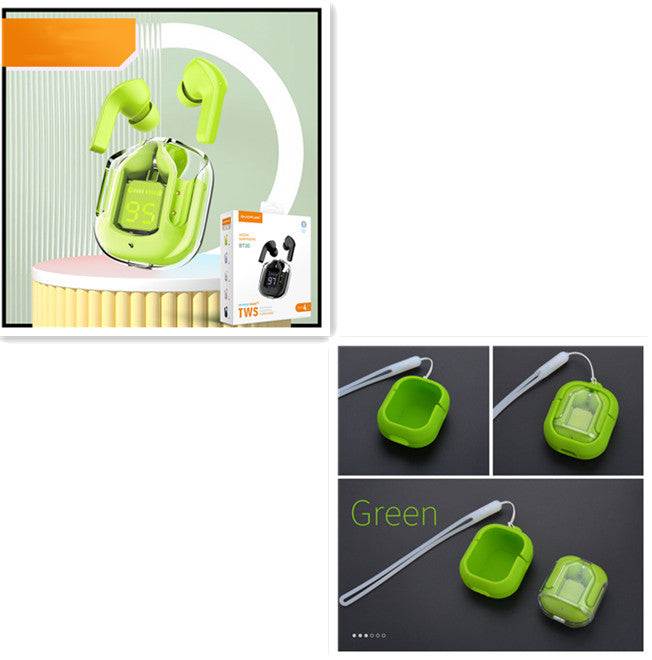 Novo Mini Transparente Sem Fio Bluetooth Headset Display Digital ENC Redução de Ruído Verdadeiro Desporto Música Sem Fio - Rios Future Shop