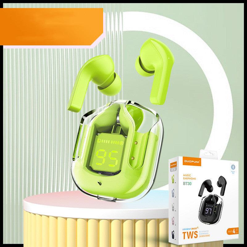 Novo Mini Transparente Sem Fio Bluetooth Headset Display Digital ENC Redução de Ruído Verdadeiro Desporto Música Sem Fio - Rios Future Shop