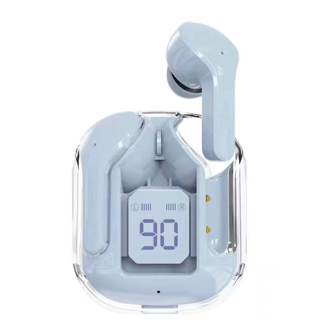 Novo Mini Transparente Sem Fio Bluetooth Headset Display Digital ENC Redução de Ruído Verdadeiro Desporto Música Sem Fio - Rios Future Shop
