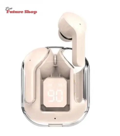 Novo Mini Transparente Sem Fio Bluetooth Headset Display Digital ENC Redução de Ruído Verdadeiro Desporto Música Sem Fio - Rios Future Shop