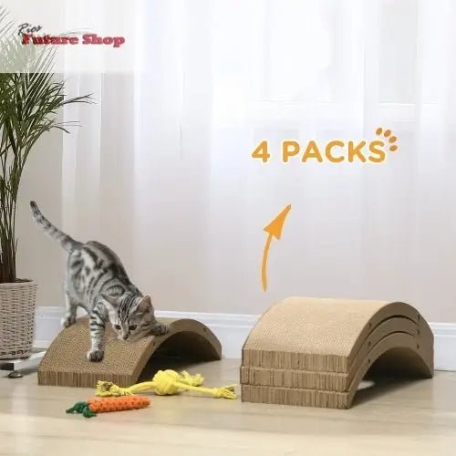PawHut Cat Scratching Board, 4 Pack Cat Scratcher For Indoor Cats, Reversible Cat Scratch(USA)ing Post Replacement For Cat Wheel, Brown - Rios Future Shop