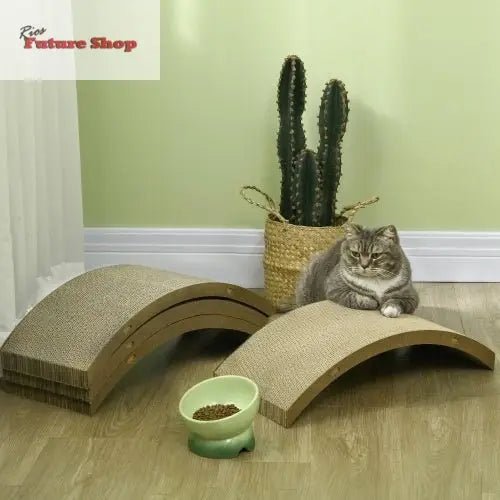 PawHut Cat Scratching Board, 4 Pack Cat Scratcher For Indoor Cats, Reversible Cat Scratch(USA)ing Post Replacement For Cat Wheel, Brown - Rios Future Shop