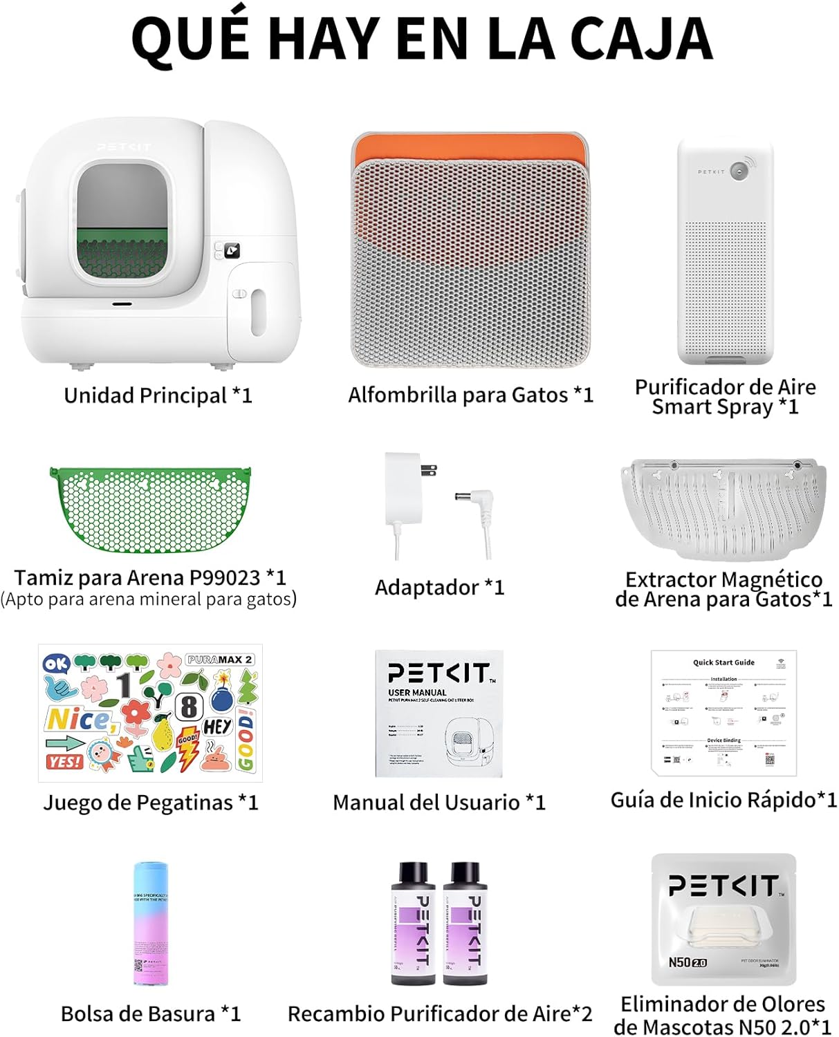 PETKIT Pura MAX 2 Areneiro gatos auto-limpável, sanita para gato, areia auto-limpeza para gatos, anti-fugas, xsegurança/remoção de odores/controlo de APP/76L, para vários gato