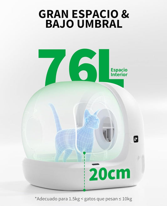 PETKIT Pura MAX 2 Areneiro gatos auto-limpável, sanita para gato, areia auto-limpeza para gatos, anti-fugas, xsegurança/remoção de odores/controlo de APP/76L, para vários gato