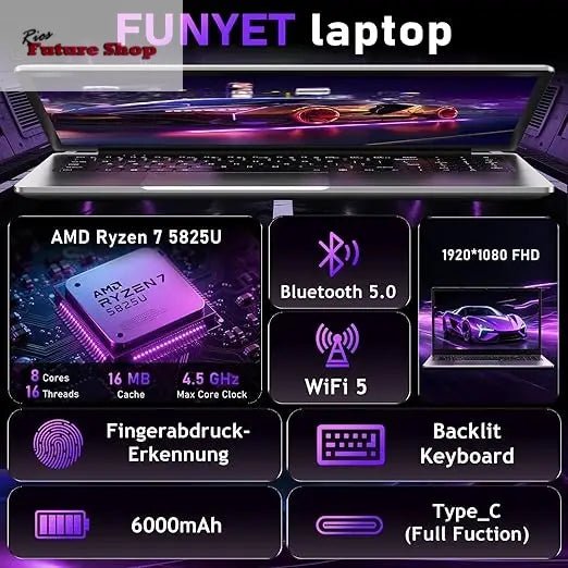 Portable Gaming, 16” Laptop, Win11 Pro Laptop, R7-5825U AZO