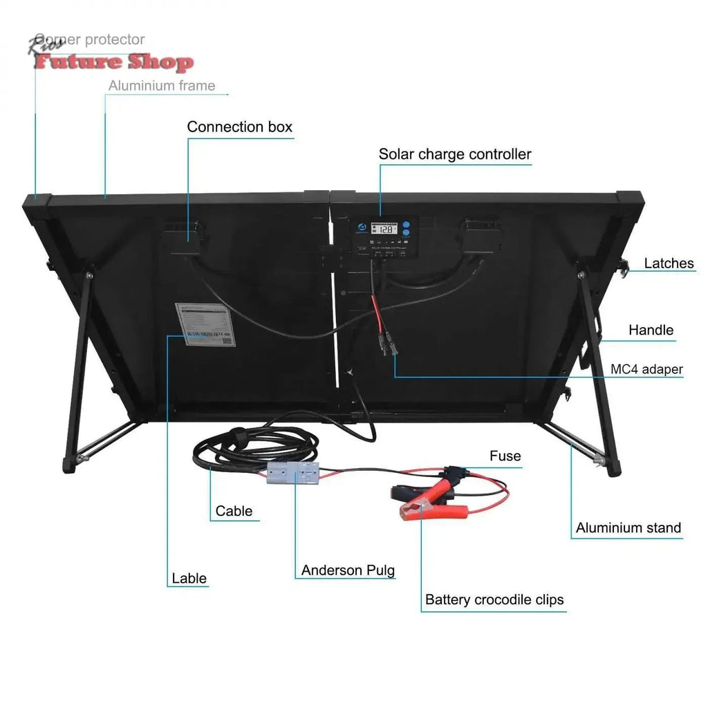 Power 100w 12v Portable Solar 2 Panel kit - Rios Future Shop