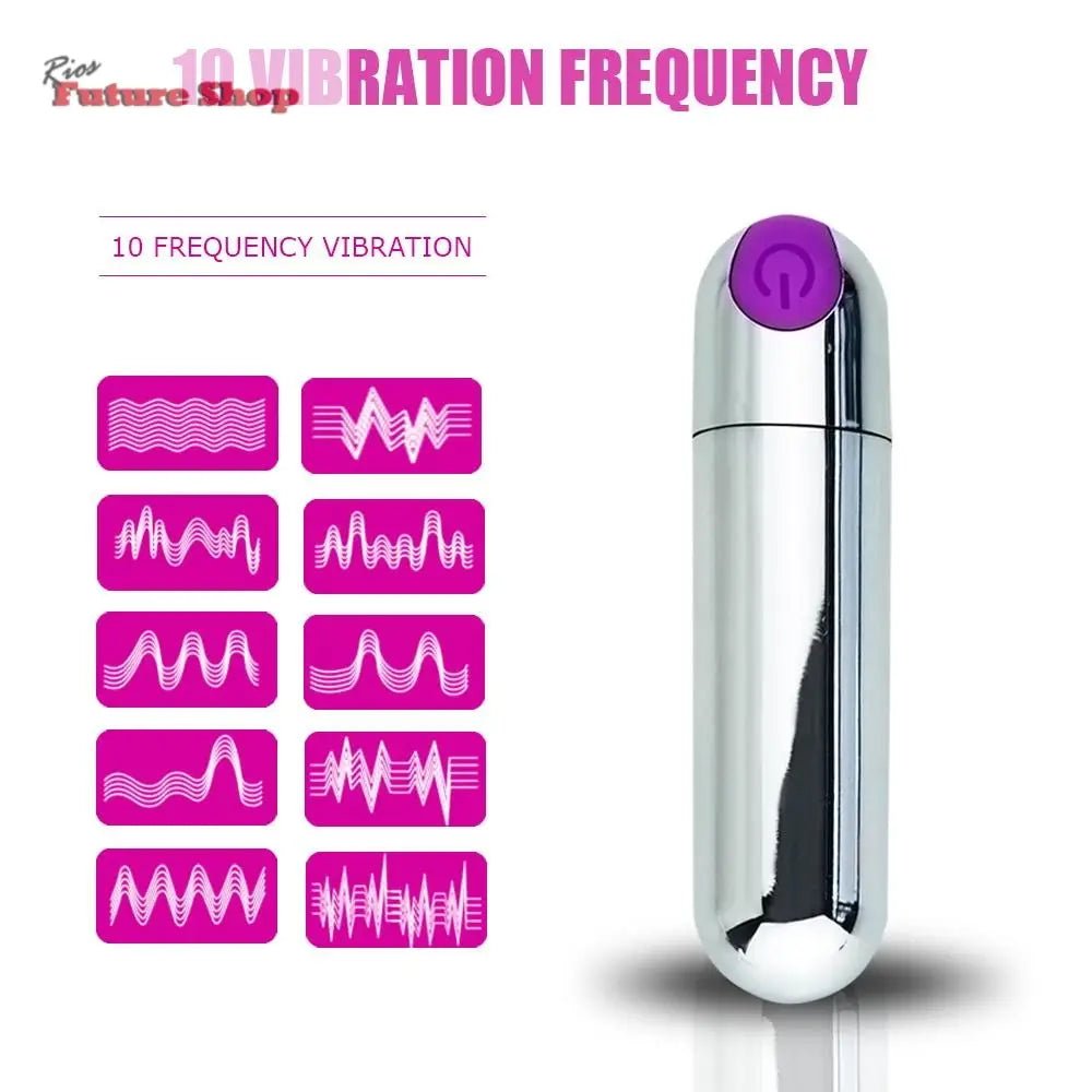 Powerful Mini Bullet Shape Vibrator For Beginners, Waterproof 10 Speeds Vibration Clitoral Stimulation Adult Sex Toys - Rios Future Shop