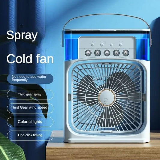 Ventilador de Aire Frío con Pulverizadores de Agua y Luz RGB Dropea