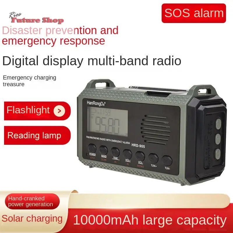 Radio disaster prevention and emergency full band radio solar charging lighting mobile portable radio - Rios Future Shop
