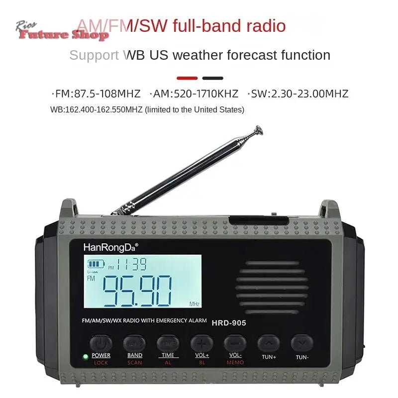 Radio disaster prevention and emergency full band radio solar charging lighting mobile portable radio - Rios Future Shop