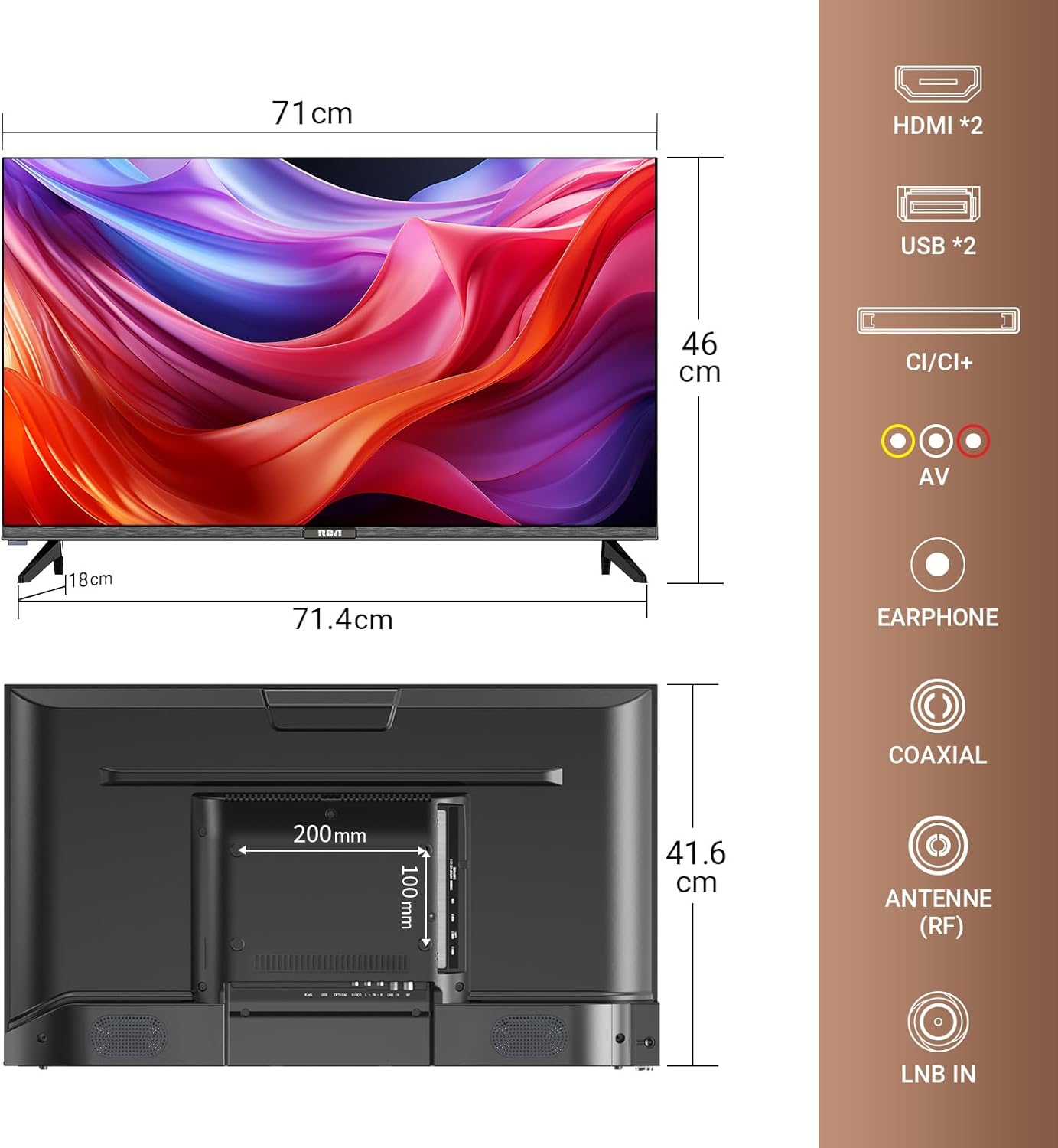 RCA E32 Televisión 32 Pulgadas (81cm) Non Smart LED TV 32" HD,Triple Reducción del Ruido,Modelo de Hotel,Modelo 2024