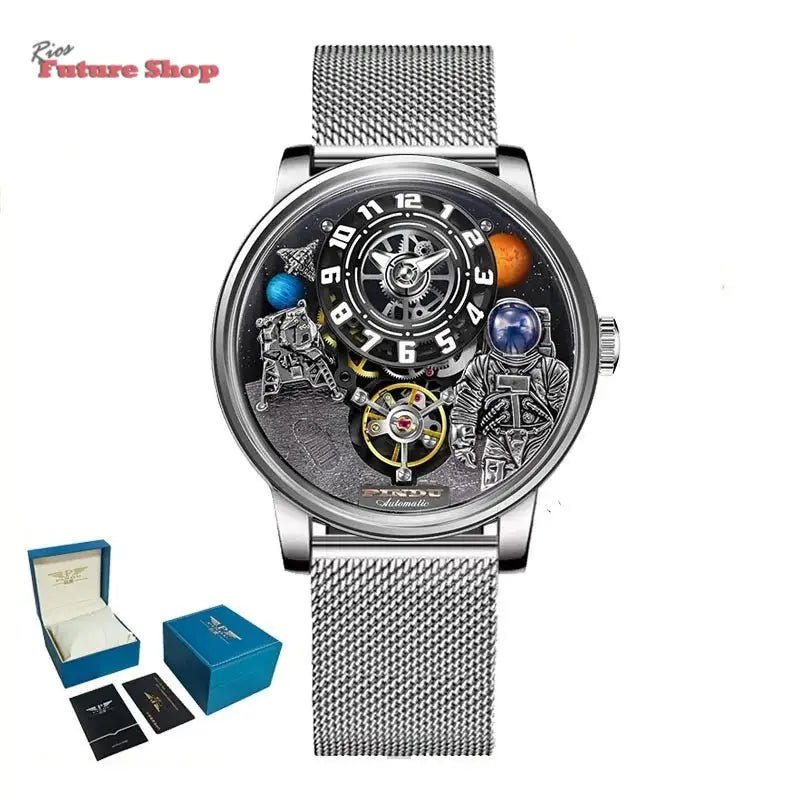 Relógio masculino de luxo totalmente mecânico à prova d'água - Rios Future Shop