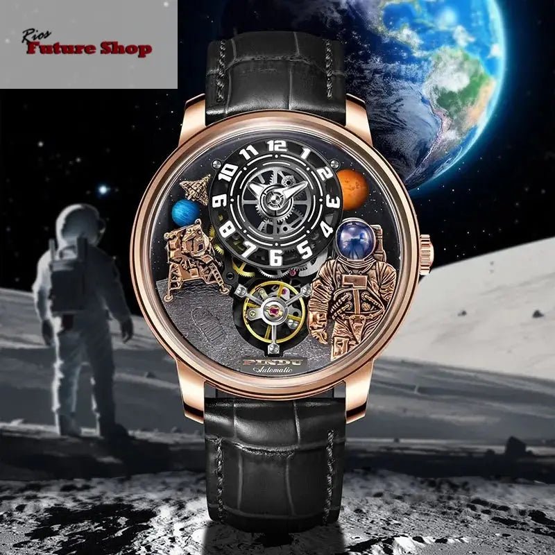 Relógio masculino de luxo totalmente mecânico à prova d'água - Rios Future Shop