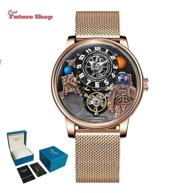 Relógio masculino de luxo totalmente mecânico à prova d'água - Rios Future Shop