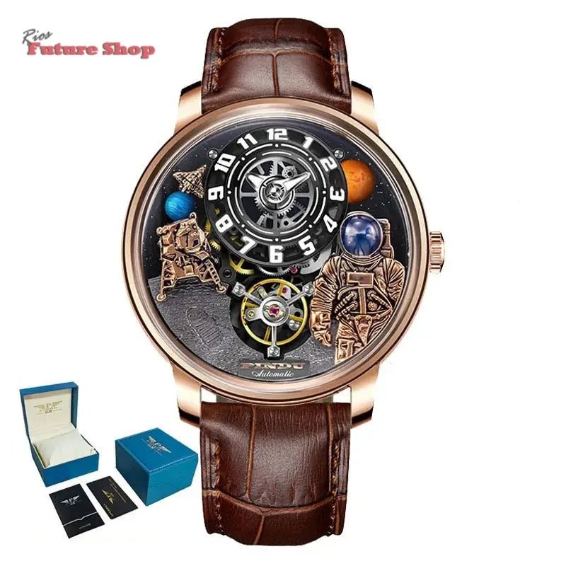 Relógio masculino de luxo totalmente mecânico à prova d'água - Rios Future Shop